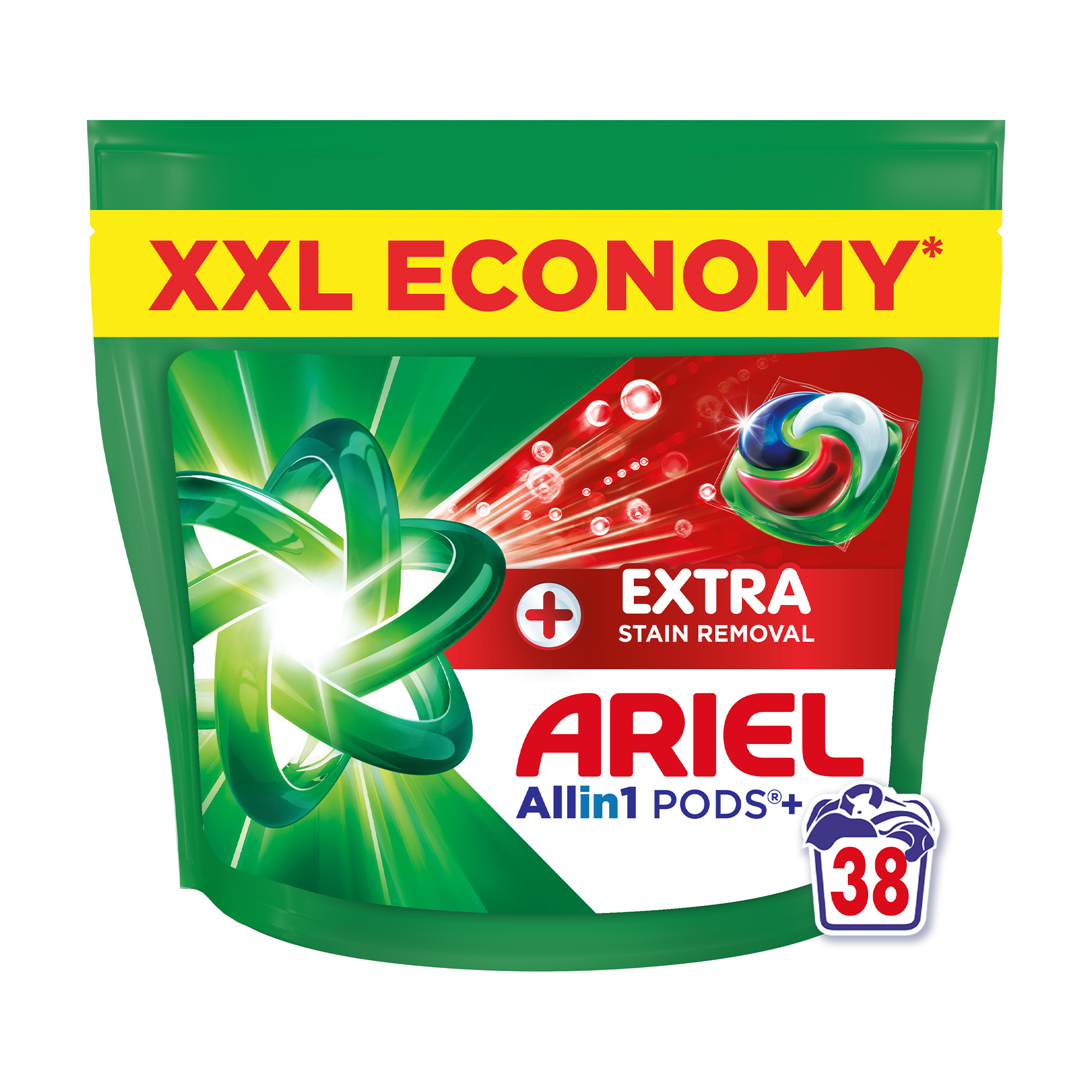 Капсули для прання ARIEL Pods+ All-in-1 Extra Stain Removal Все-в-1, Екстрасила виведення плям, 38 циклів прання, 38 шт